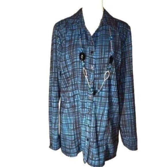 CROFT & BARROW PLAID BLOUSE/TOP SIZE-LARGE - Picture 1 of 6